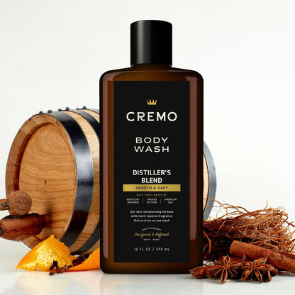 Cremo Body Wash for Men - Kentucky Bourbon, Smoked Vetiver & American Oak - 16 Fl Oz