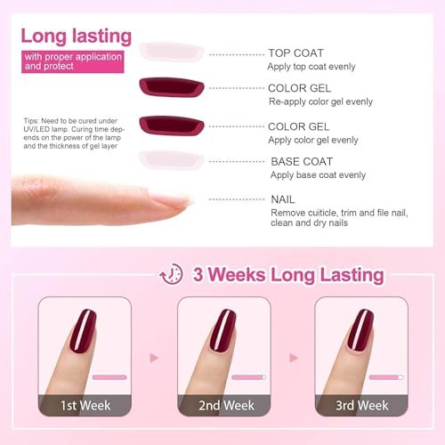 Vishine 15ml No Wipe Top Coat & Base Coat Set - Long Lasting Shiny UV LED Gel Nail Polish - Clear Soak Off Nail Varnish Duo - görsel 6