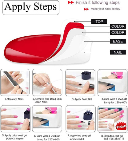 Vishine 15ml No Wipe Top Coat & Base Coat Set - Long Lasting Shiny UV LED Gel Nail Polish - Clear Soak Off Nail Varnish Duo