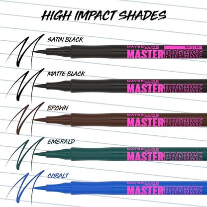 Maybelline Eyestudio Master Precise All Day Waterproof Liquid Eyeliner - Black, 0.03 Fl Oz