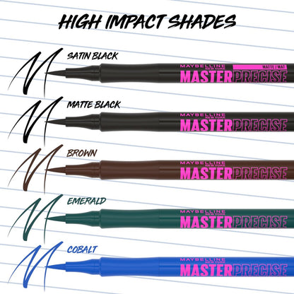 Maybelline Eyestudio Master Precise All Day Waterproof Liquid Eyeliner - Black, 0.03 Fl Oz