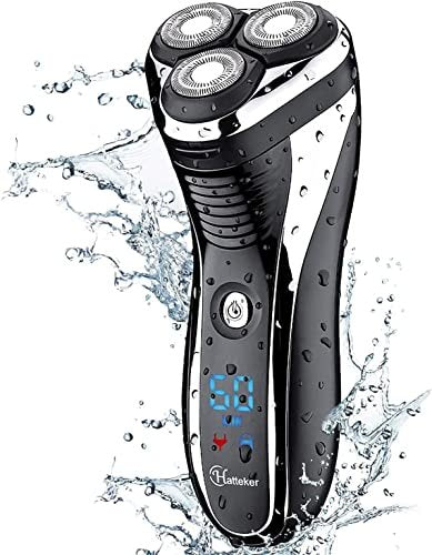 Hatteker Electric Shaver for Men - Rotary Razor with Pop-Up Trimmer, Cordless, Waterproof, Black