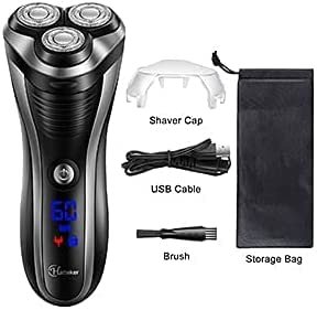 Hatteker Electric Shaver for Men - Rotary Razor with Pop-Up Trimmer, Cordless, Waterproof, Black