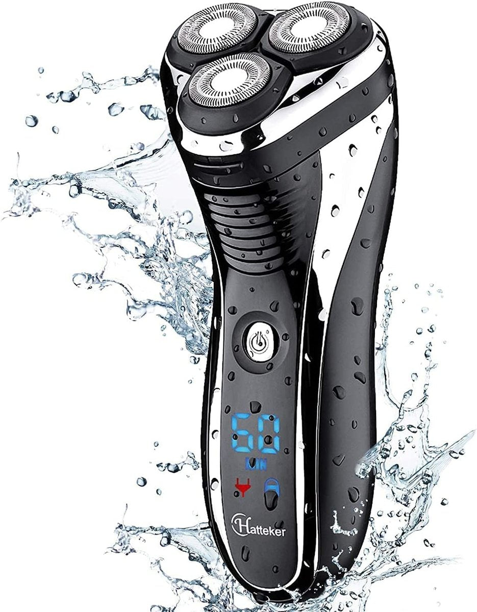 Hatteker Electric Shaver for Men - Rotary Razor with Pop-Up Trimmer, Cordless, Waterproof, Black - görsel 2