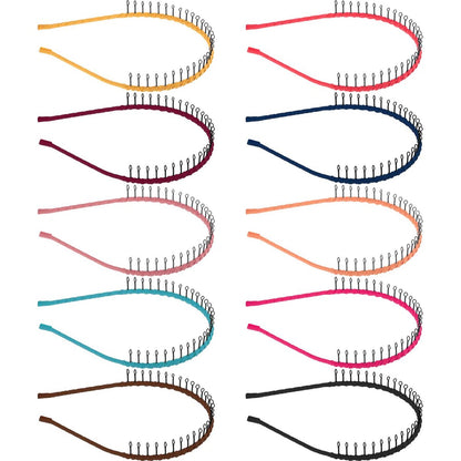 10-Piece Unisex Metal Hairband Set – Teeth Comb Headbands for Women, Men & Girls