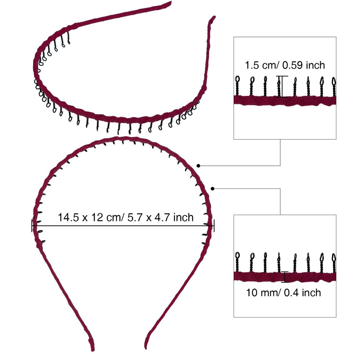10-Piece Unisex Metal Hairband Set – Teeth Comb Headbands for Women, Men & Girls - görsel 8