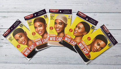 Red by Kiss Stocking Jumbo Wig Caps - 2 Pack, Black (High Temperature Fiber)