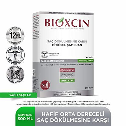 Bioxcin Anti-Hair Loss Shampoo for Oily Hair – 300 ml with Biocomplex B11 & Liposomes for Thicker, Fuller Hair