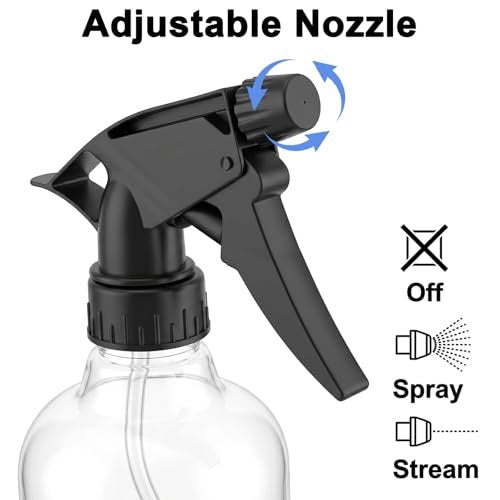 Bekith 12 Pack 8 oz Empty Plastic Spray Bottles with Black Trigger Sprayers - Adjustable Nozzle from Fine Mist to Stream - Refillable for Cleaning, Hair, Plants, and More - görsel 6
