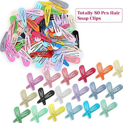 Anezus 80-Pack 2-Inch Non-Slip Snap Hair Clips for Girls, Women, Kids, Teens & Toddlers - Assorted Colors