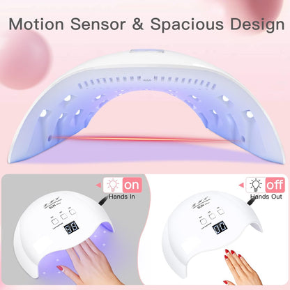 LKE 40W UV LED Nail Lamp – Professional Gel Nail Dryer with 3 Timers, White
