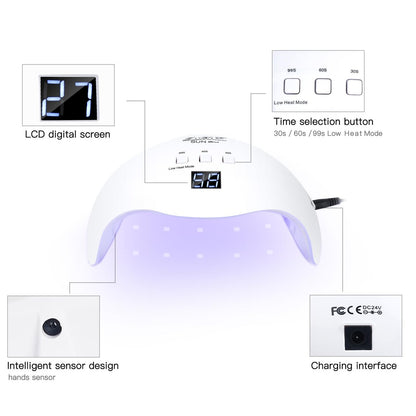 LKE 40W UV LED Nail Lamp – Professional Gel Nail Dryer with 3 Timers, White