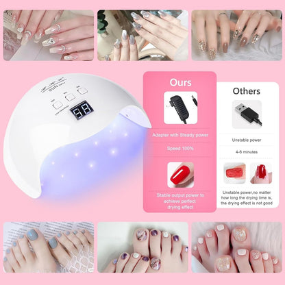 LKE 40W UV LED Nail Lamp – Professional Gel Nail Dryer with 3 Timers, White