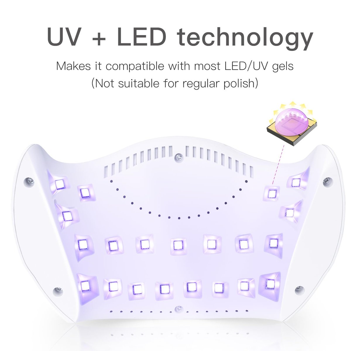 LKE 40W UV LED Nail Lamp – Professional Gel Nail Dryer with 3 Timers, White - görsel 9