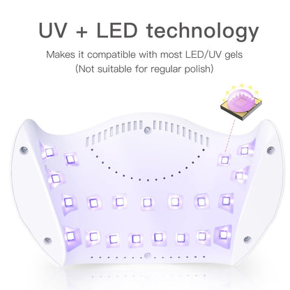 LKE 40W UV LED Nail Lamp – Professional Gel Nail Dryer with 3 Timers, White
