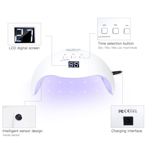 LKE 40W UV LED Nail Lamp – Professional Gel Nail Dryer with 3 Timers, White - görsel 8