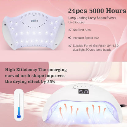 LKE 40W UV LED Nail Lamp – Professional Gel Nail Dryer with 3 Timers, White