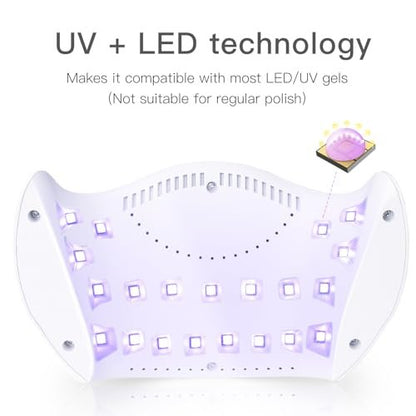 LKE 40W UV LED Nail Lamp – Professional Gel Nail Dryer with 3 Timers, White