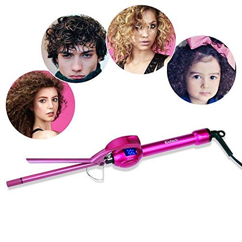 iGutech 9mm Curling Iron - 3/8 Inch Small Barrel Ceramic Curler for Long & Short Hair - Rose Red Avelisse