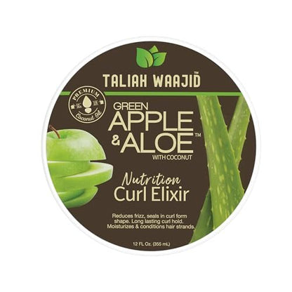 Taliah Waajid Green Apple & Aloe Nutrition Curl Elixir – 12 oz Leave-In Conditioner for Natural Curls, Moisture & Shine