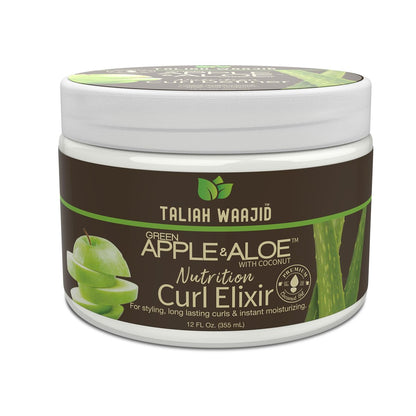 Taliah Waajid Green Apple & Aloe Nutrition Curl Elixir – 12 oz Leave-In Conditioner for Natural Curls, Moisture & Shine