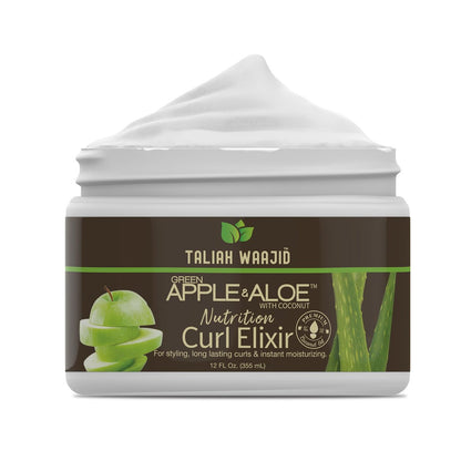 Taliah Waajid Green Apple & Aloe Nutrition Curl Elixir – 12 oz Leave-In Conditioner for Natural Curls, Moisture & Shine