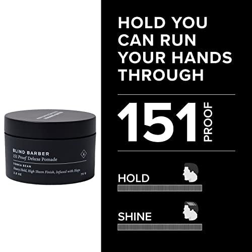 Blind Barber 151 Proof Deluxe Hair Pomade for Men - Water Based Heavy Hold & High Shine, Hops & Tonka Bean, 2.5 oz Avelisse