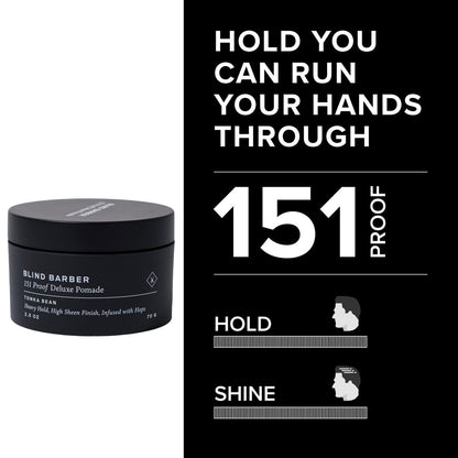 Blind Barber 151 Proof Deluxe Hair Pomade for Men - Water Based Heavy Hold & High Shine, Hops & Tonka Bean, 2.5 oz Avelisse