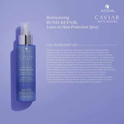 Alterna Haircare CAVIAR Anti-Aging Restructuring Bond Repair Leave-in Heat Protection Spray 4.2 Fl Oz Avelisse