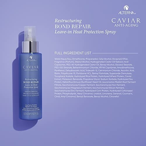 Alterna Haircare CAVIAR Anti-Aging Restructuring Bond Repair Leave-in Heat Protection Spray 4.2 Fl Oz Avelisse
