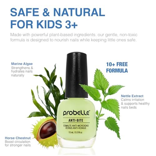 Probelle Anti-Bite Nail Biting Treatment for Kids & Adults – No Bite Nail Polish Deterrent & Thumb Guard – Bitter Taste to Quit Habit – Ages 3+ – 0.5 fl oz (15 ml) - görsel 6