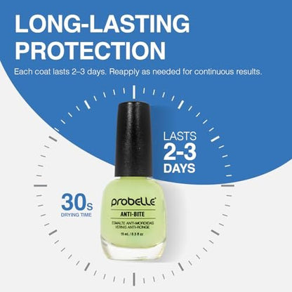 Probelle Anti-Bite Nail Biting Treatment for Kids & Adults – No Bite Nail Polish Deterrent & Thumb Guard – Bitter Taste to Quit Habit – Ages 3+ – 0.5 fl oz (15 ml)