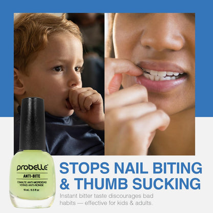 Probelle Anti-Bite Nail Biting Treatment for Kids & Adults – No Bite Nail Polish Deterrent & Thumb Guard – Bitter Taste to Quit Habit – Ages 3+ – 0.5 fl oz (15 ml)