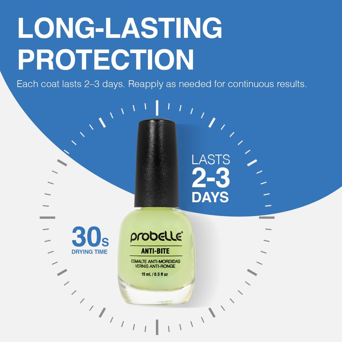 Probelle Anti-Bite Nail Biting Treatment for Kids & Adults – No Bite Nail Polish Deterrent & Thumb Guard – Bitter Taste to Quit Habit – Ages 3+ – 0.5 fl oz (15 ml) - görsel 3