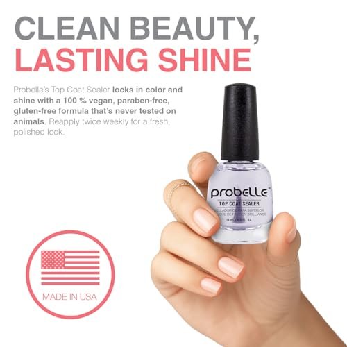 Probelle Top Coat Sealer – Quick Dry, High Shine Glossy Nail Polish Top Coat, 0.5 fl oz (15 mL) Avelisse
