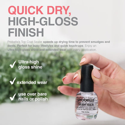 Probelle Top Coat Sealer – Quick Dry, High Shine Glossy Nail Polish Top Coat, 0.5 fl oz (15 mL) Avelisse