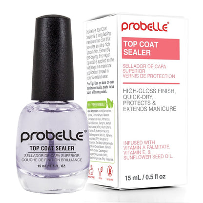 Probelle Top Coat Sealer – Quick Dry, High Shine Glossy Nail Polish Top Coat, 0.5 fl oz (15 mL) Avelisse