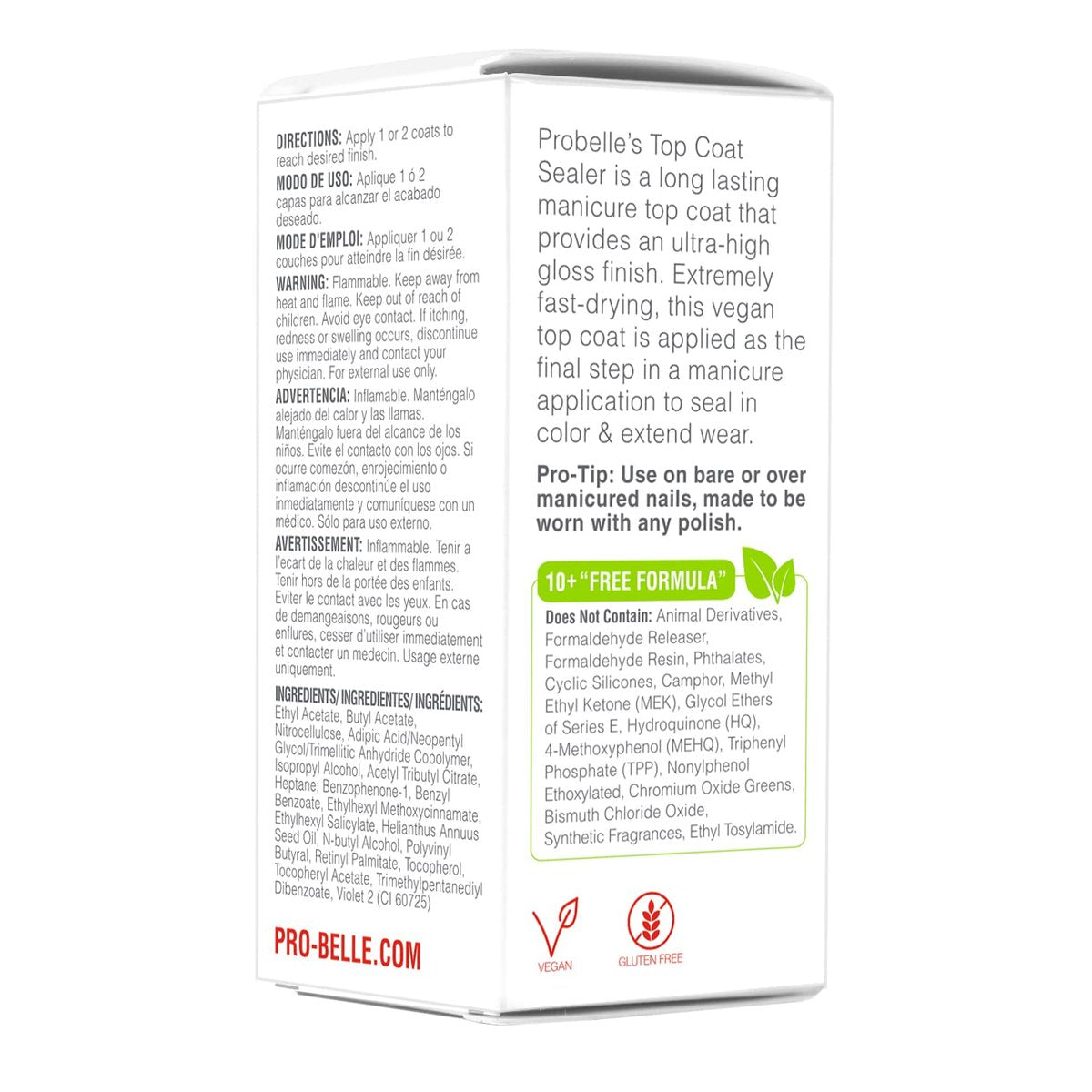 Probelle Top Coat Sealer – Quick Dry, High Shine Glossy Nail Polish Top Coat, 0.5 fl oz (15 mL) Avelisse
