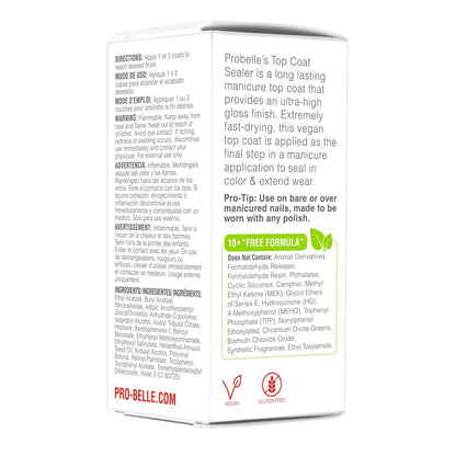 Probelle Top Coat Sealer – Quick Dry, High Shine Glossy Nail Polish Top Coat, 0.5 fl oz (15 mL) Avelisse
