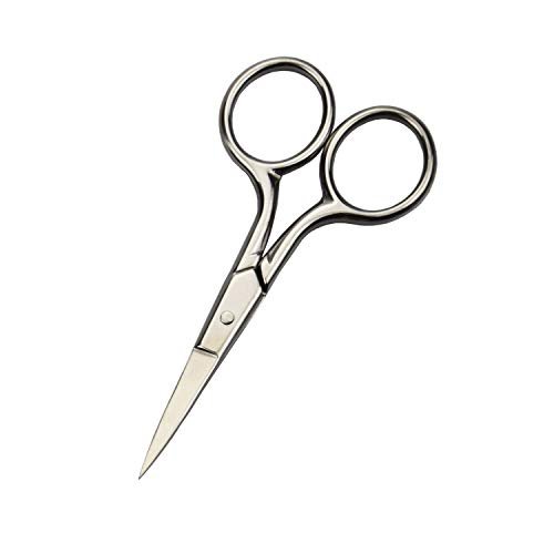 Motanar Professional Grooming Scissors – Stainless Steel Fine Straight Tip for Mustache, Beard, Nose & Eyebrow Trimming – Silver