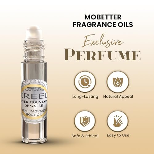 MOBETTER FRAGRANCE OILS Kreed Silver Mountains of Water Men Fragrance Body Oil - 1/3 oz Roll-On Glass Bottle Avelisse