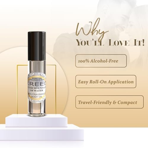 MOBETTER FRAGRANCE OILS Kreed Silver Mountains of Water Men Fragrance Body Oil - 1/3 oz Roll-On Glass Bottle Avelisse