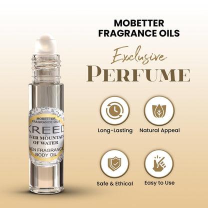 MOBETTER FRAGRANCE OILS Kreed Silver Mountains of Water Men Fragrance Body Oil - 1/3 oz Roll-On Glass Bottle Avelisse