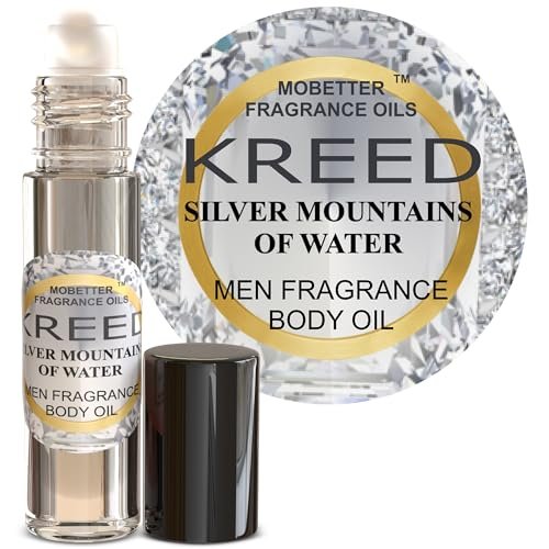 MOBETTER FRAGRANCE OILS Kreed Silver Mountains of Water Men Fragrance Body Oil - 1/3 oz Roll-On Glass Bottle Avelisse
