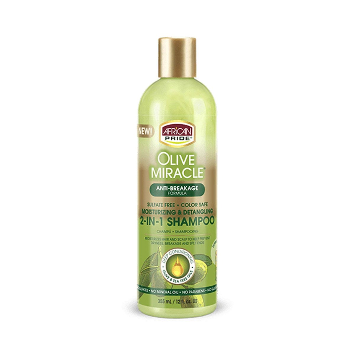 African Pride Olive Miracle 2-in-1 Shampoo and Conditioner – 12 fl oz (355 ml) - görsel 1