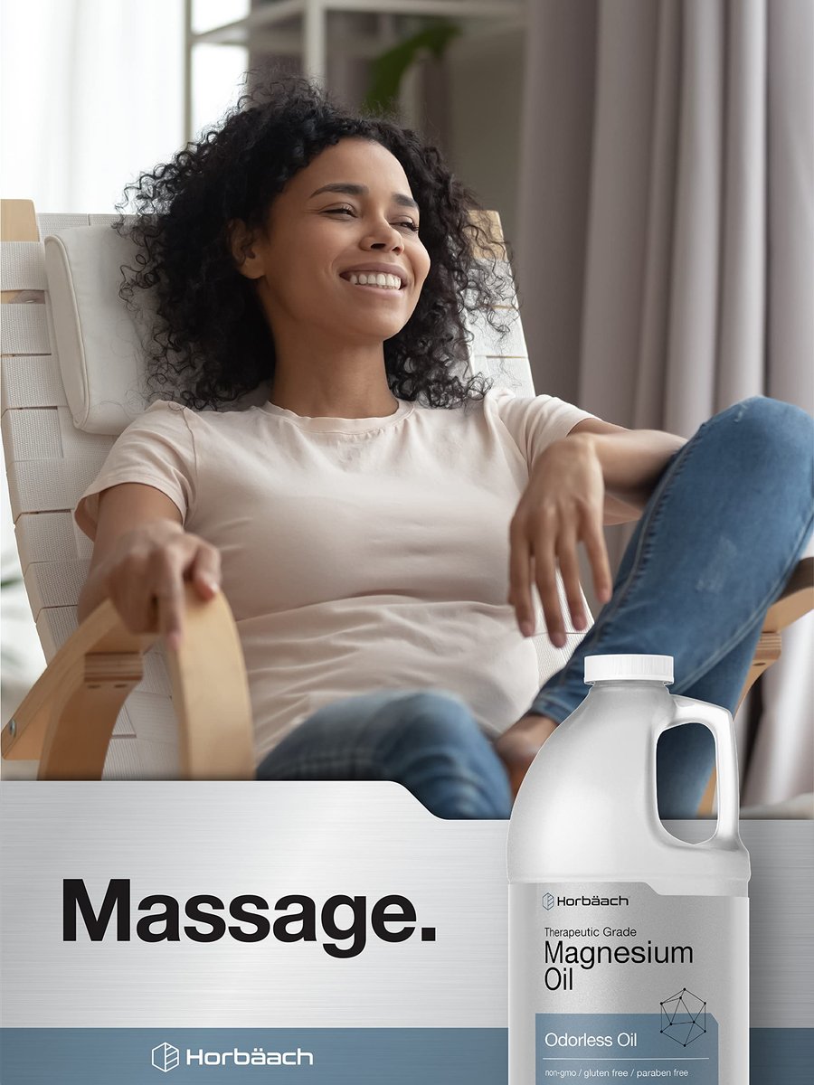 Horbäach Magnesium Oil – 64 fl. oz Therapeutic Grade, Non-GMO, Gluten Free, Paraben Free Odorless Formula Avelisse