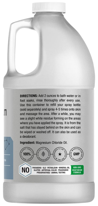 Horbäach Magnesium Oil – 64 fl. oz Therapeutic Grade, Non-GMO, Gluten Free, Paraben Free Odorless Formula Avelisse