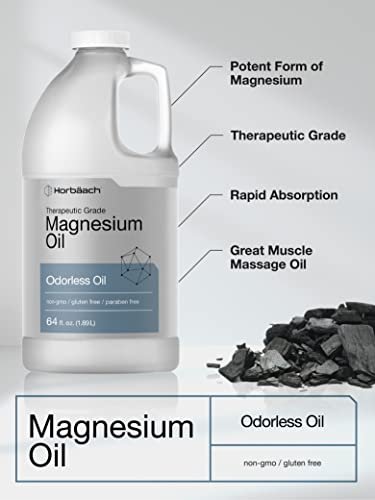 Horbäach Magnesium Oil – 64 fl. oz Therapeutic Grade, Non-GMO, Gluten Free, Paraben Free Odorless Formula Avelisse