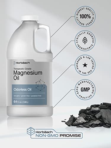 Horbäach Magnesium Oil – 64 fl. oz Therapeutic Grade, Non-GMO, Gluten Free, Paraben Free Odorless Formula Avelisse