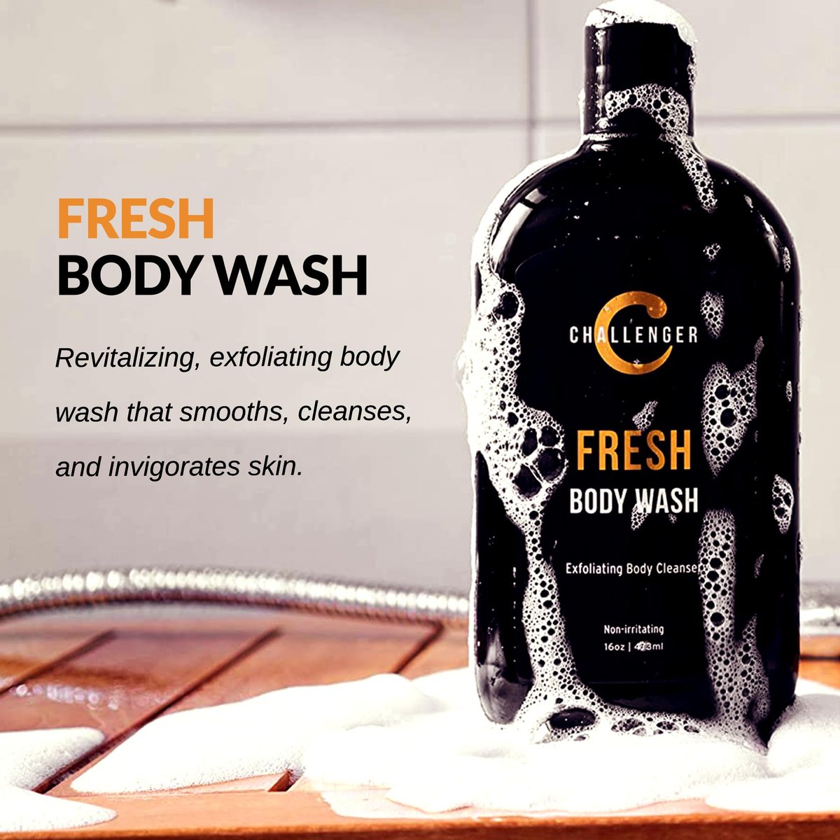 Challenger Men’s Fresh Body Wash - Exfoliating Cleanser with Aloe, Vitamin E, Tea Tree & Jojoba Oils, 16 oz - görsel 10